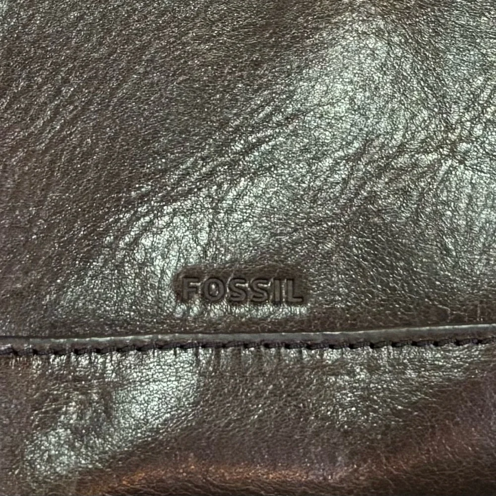 Fossil Black Laptop Bag Sleek Leather Design